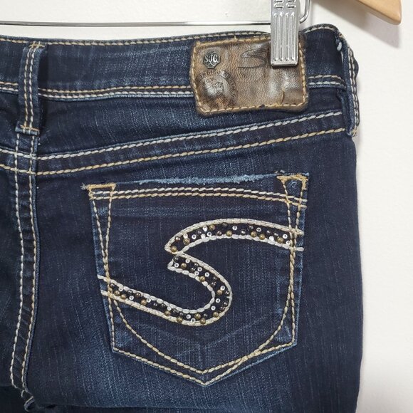 SILVER JEANS Lola Bootcut Jeans Stretch Mid-Rise Selvedge Blue Women's 28 X 32" - Picture 7 of 16